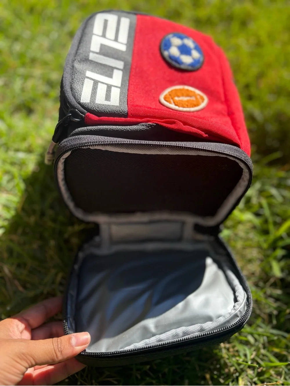 Nike Red and Gray ELITE Lunch Bag with Sports Patches